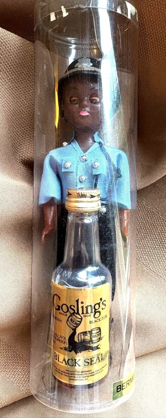 Vintage Bermuda Gosling Black Seal Souvenir Doll Miniature Bottle Original Case